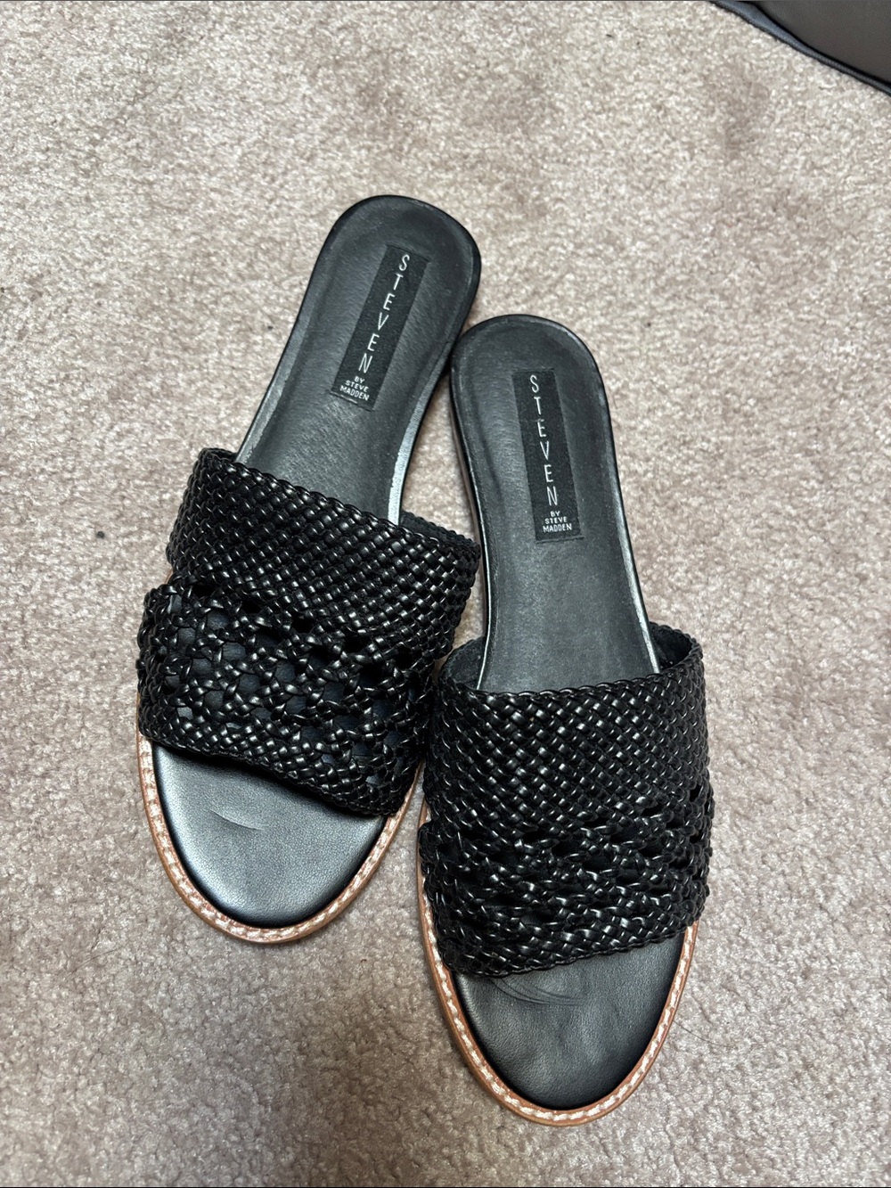 Steven By Steve Madden Black Braided Slide Sandals